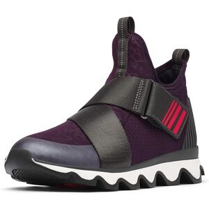 Sorel Purple Slip-On Athletic Sneaker with Black Strap and Red Accent
